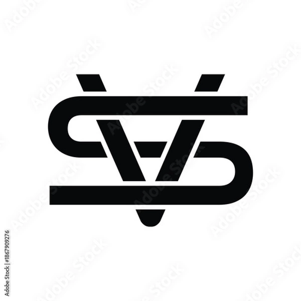 Obraz Modern Intertwined SV Monogram Logo
