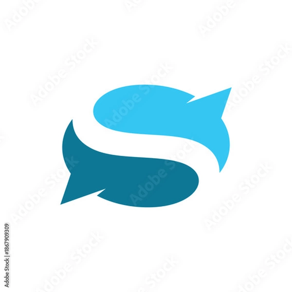 Obraz Intertwined Speech Bubbles Forming Letter S Logo