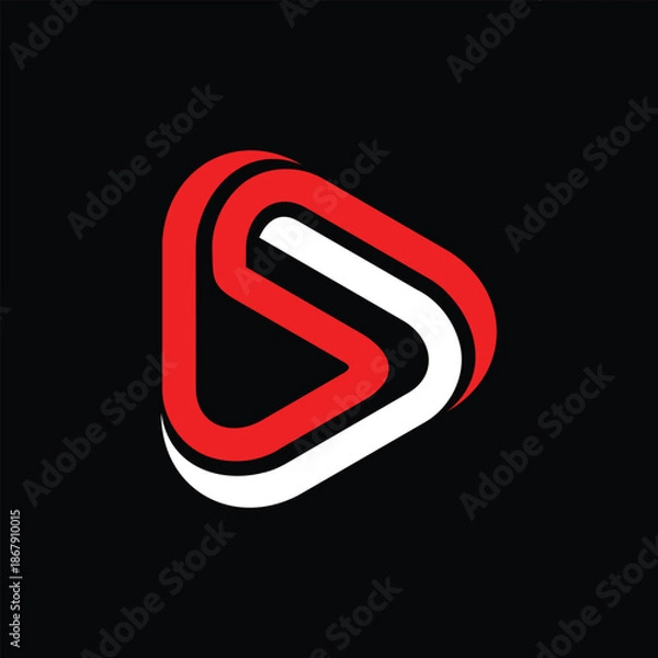 Obraz Dynamic Red and White Play Button S Logo