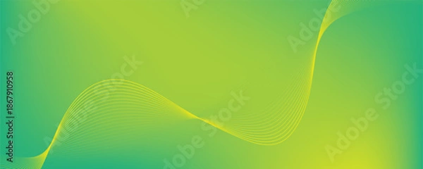 Obraz Dynamic Green and Yellow Flowing Lines Background