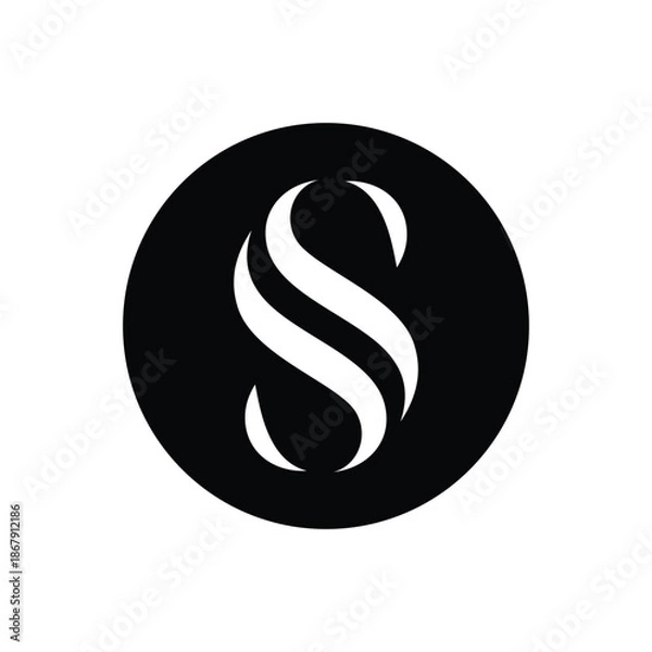 Obraz Elegant Monogram 'S' Logo in Black Circle