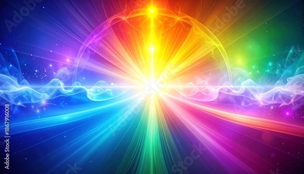 Obraz チャクラカラーが重なる神秘的オーラ背景