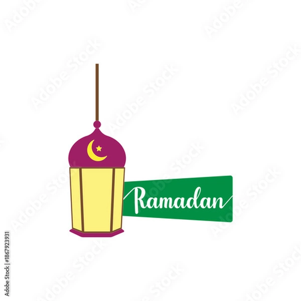 Obraz Islamic Ramadan sticker with lantern vector illustration