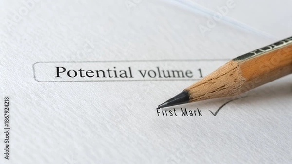 Obraz Pencil making a mark on paper with text