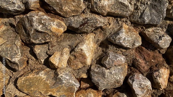 Obraz Natural Stone Wall Texture with Rough Surface, Solid Rock Pattern Creating Rustic and Timeless Background