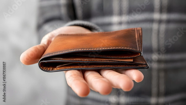 Obraz Empty Leather Wallet in Hand