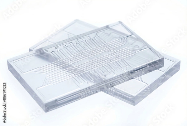 Obraz Transparent microfluidic chip with intricate channel pattern