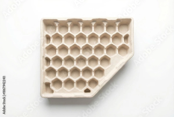 Obraz Empty molded pulp tray with hexagonal pattern