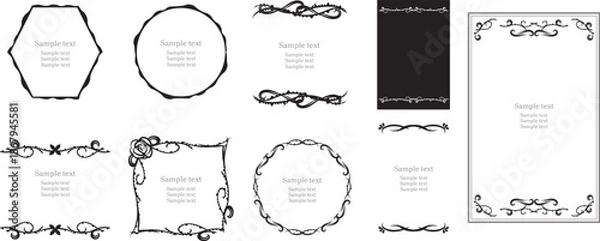 Obraz 黒くてエレガントで豪華なアンティークフレームセット　飾り枠