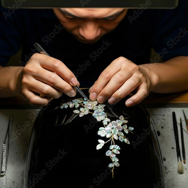 Obraz 螺鈿職人の伝統工芸技法