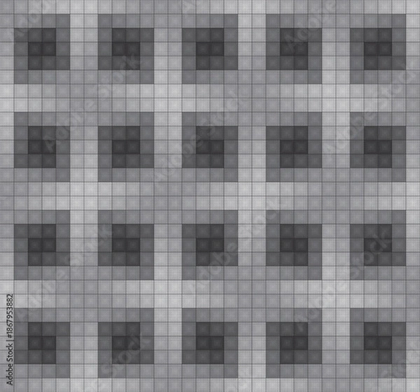 Obraz black and white square mosaic seamless pattern vector illustration