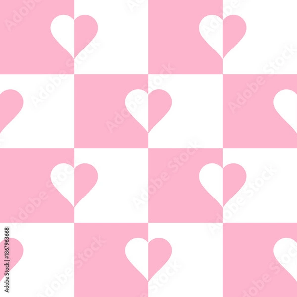 Obraz Pink Heart Checker Seamless Pattern