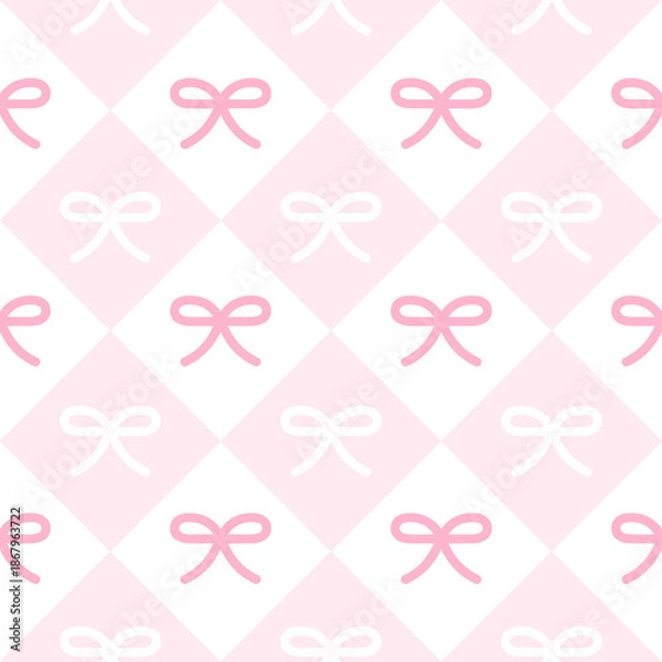 Obraz Pink Bow Diamond Seamless Pattern
