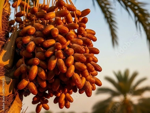 Obraz sun-glazed date palm cluster. Generative AI. 
