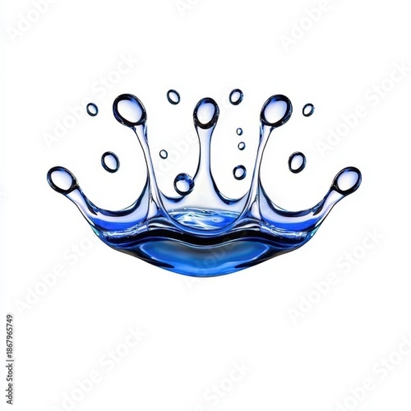 Obraz Dynamic Blue Water Splash on White Background