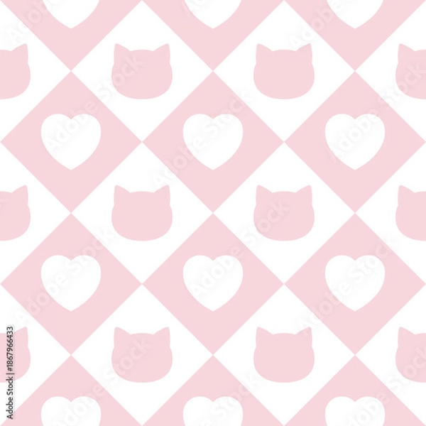 Obraz Soft Pink Cat Heart Diamond Pattern