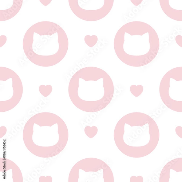 Obraz Pink Cat Icon Seamless Pattern