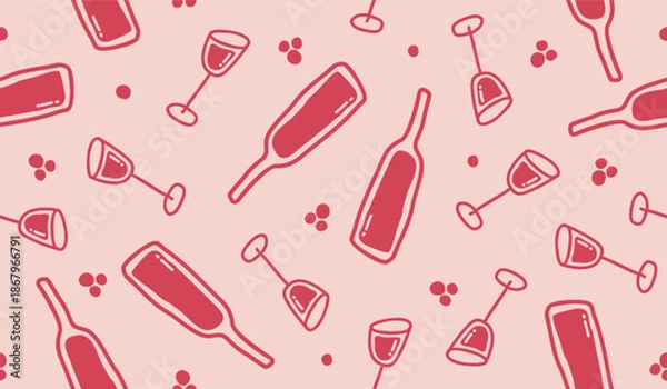 Fototapeta Cute wine pattern background vector design