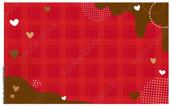 Obraz バレンタインハート赤いチェック柄の背景イラスト素材