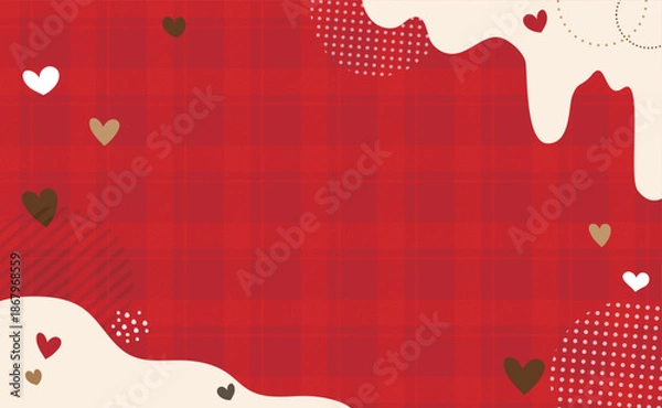 Obraz ホワイトチョコと赤いバレンタインハート背景イラスト素材