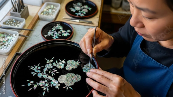 Obraz 螺鈿職人の伝統工芸技法