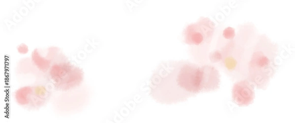 Fototapeta 淡いピンクの水彩風花のふんわりテクスチャーイラスト