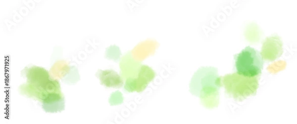 Fototapeta 黄色や黄緑色の滲んだ水彩テクスチャのふんわり花のようなあしらい素材