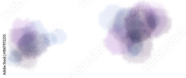 Fototapeta 紺色や紫色の滲んだ水彩テクスチャのふんわり花のようなあしらい素材