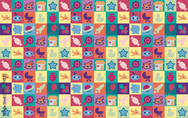 Obraz seamless pattern with christmas gifts, vector kids icon seamless pattern.