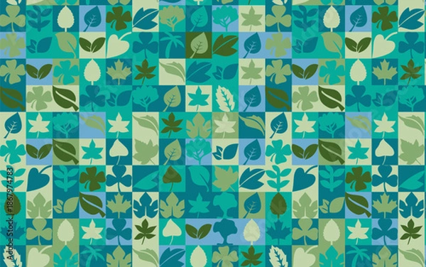 Obraz seamless pattern with leaves, vector leafs icon seamless pattern green color.