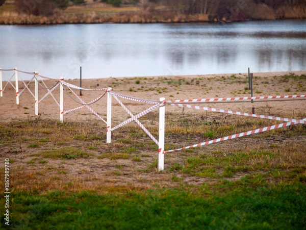 Obraz red and white warning tape