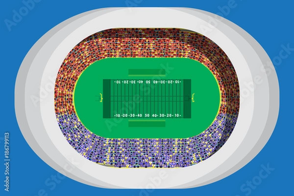 Obraz American footbal stadium with full attendance in top view