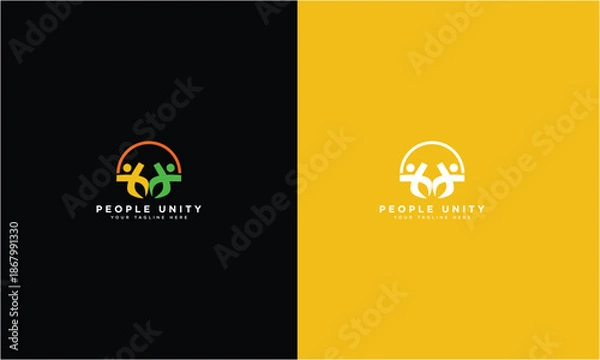 Fototapeta community unity or teamwork. modern vector logo design template