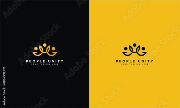 Fototapeta community unity or teamwork. modern vector logo design template