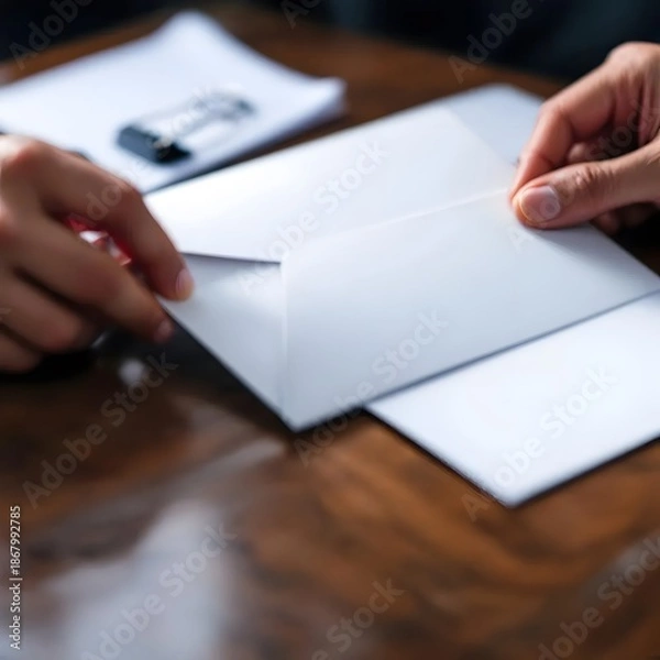 Obraz 서류를 전달하며 업무를 진행하는 손의 클로즈업