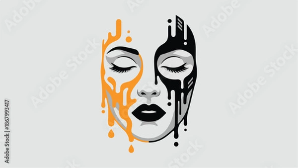 Obraz Artistic face with paint dripping effect creative design concept.