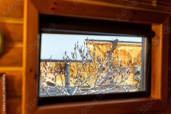 Obraz winter landslide through the window