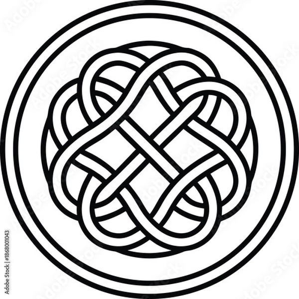 Obraz Celtic shield round knot line art vector graphic