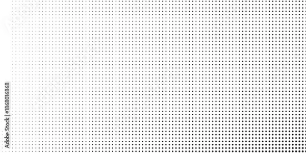Obraz Repeating abstract dots gradation pattern. Dotted halftone gradient texture. Vanishing polka dot simple art