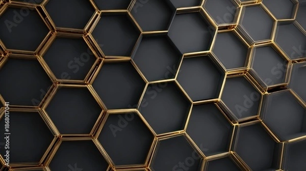 Obraz Elegant hexagonal pattern with golden edges