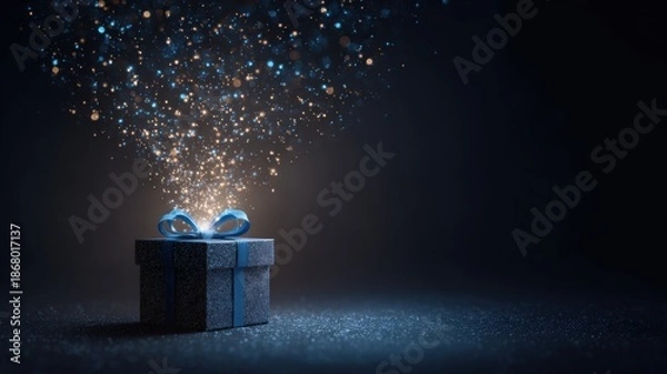 Obraz Elegant gift box radiating sparkling magic
