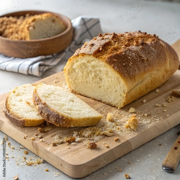 Obraz fresh-bread-loaf-with-crumbs 