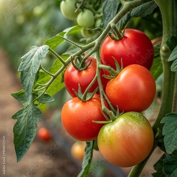 Obraz tomatoes-with-vine-and-natural-texture