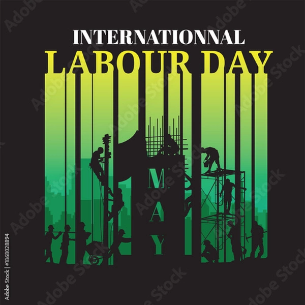 Obraz Labour day background, Construction vector background, Worker in a building site.