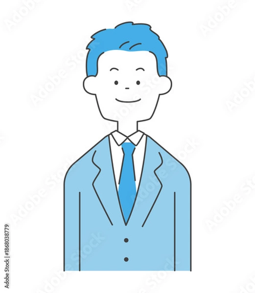 Obraz 笑顔のスーツ姿の若い男性のイラスト　ベクター