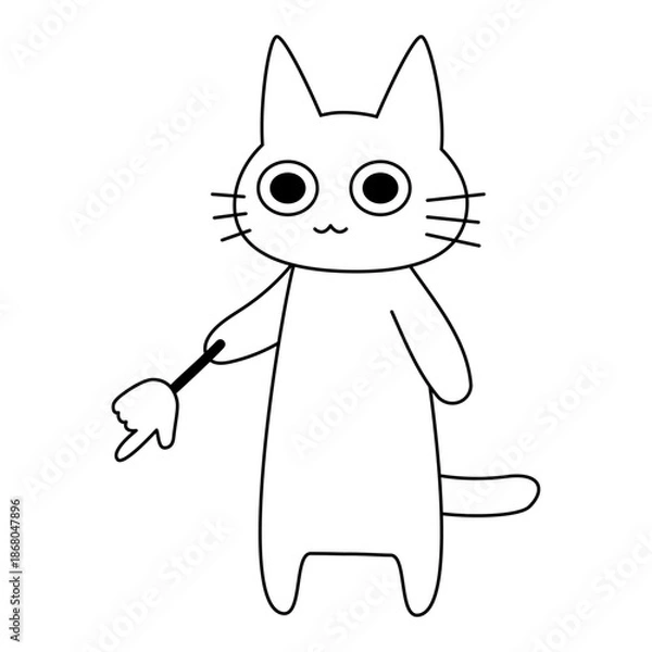 Fototapeta 受付や案内をするかわいい白猫のイラスト