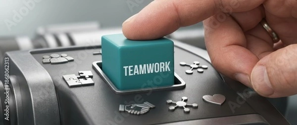 Obraz Teamwork Button: Activating Collaboration for Success