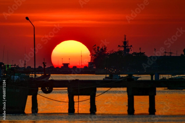 Obraz sunset over the river
