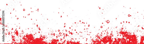 Obraz Red Paint Splatter Grunge Border on Transparent Background