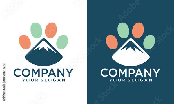 Obraz Creative Paw Mountain Vector Logo Design